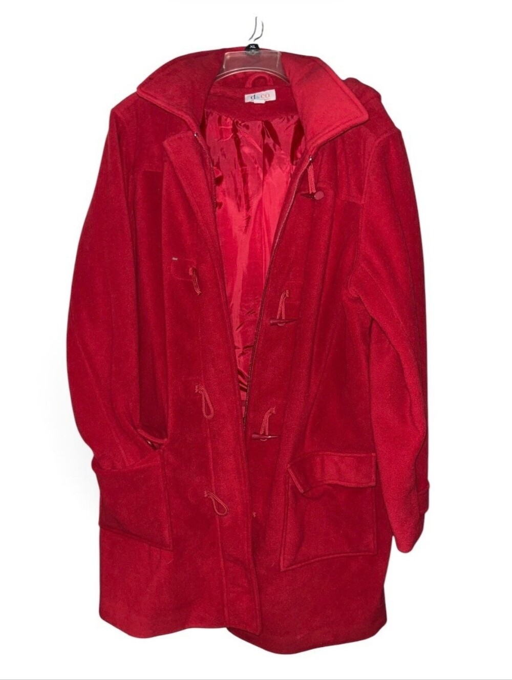 Denim&Co Red Toggle Pea Coat